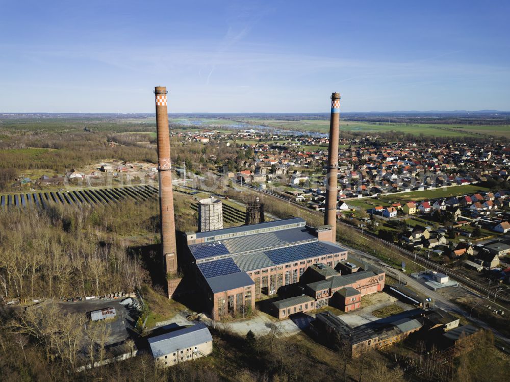 Aerial image Plessa - Industrial monument Plessa power station in Brandenburg