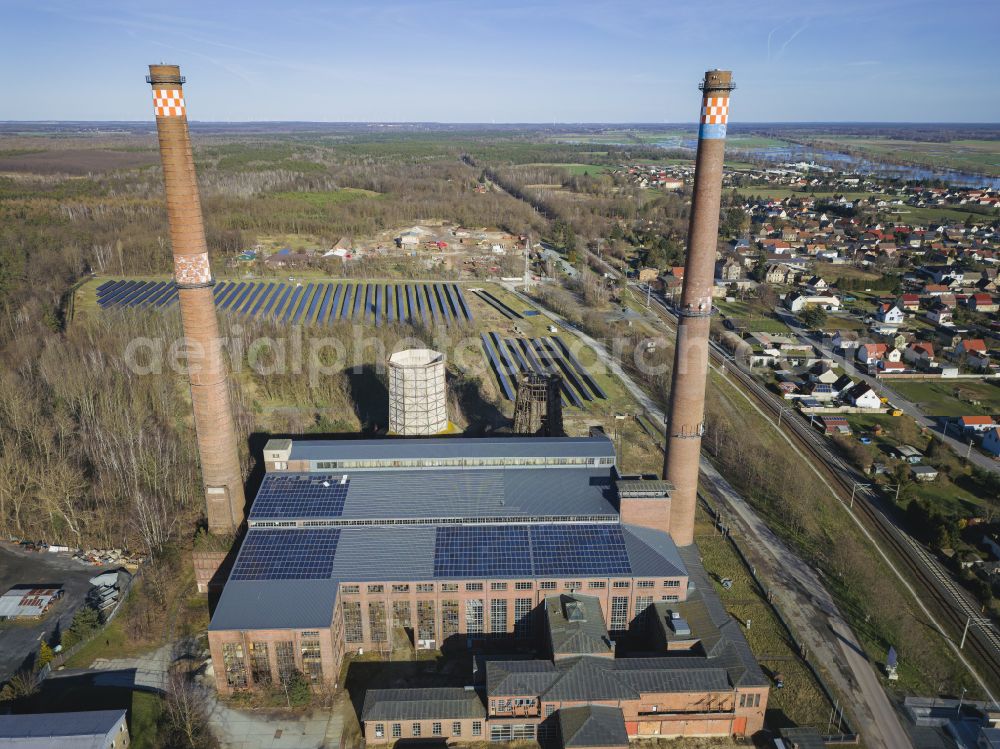 Plessa from above - Industrial monument Plessa power station in Brandenburg