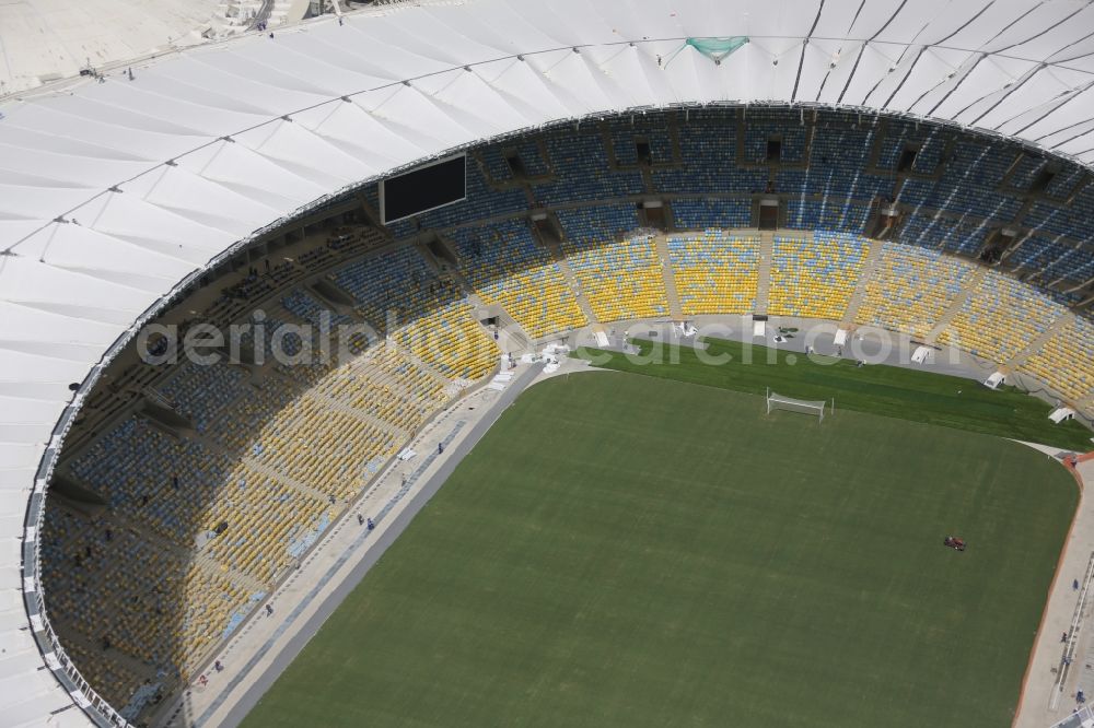 Aerial photograph Rio de Janeiro - Football stadium and concert hall in Rio de Janeiro, Brazil, during the 2014 FIFA World Cup renovated. The plant is used for soccer games, sports competitions and concerts. Openings for the 15th Pan American Games and the 2016 Summer Olympics and the Paralympics 2016, the hall is used