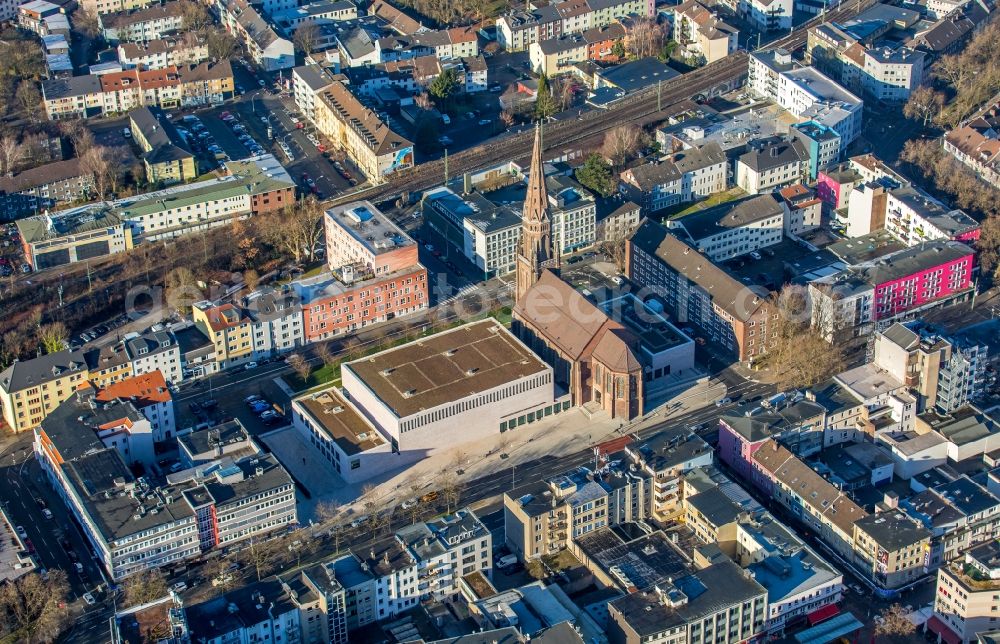 Bochum from the bird's eye view: Music Center of the Bochum Symphony Foundation at the former St.-Marien-Kirche at the Humboldtstrasse in Bochum in North Rhine-Westphalia