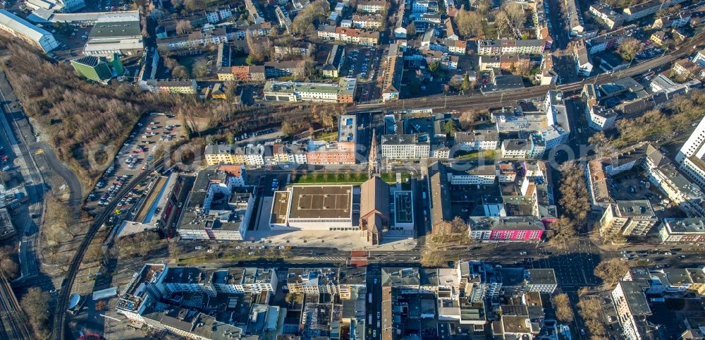 Aerial photograph Bochum - Music Center of the Bochum Symphony Foundation at the former St.-Marien-Kirche at the Humboldtstrasse in Bochum in North Rhine-Westphalia