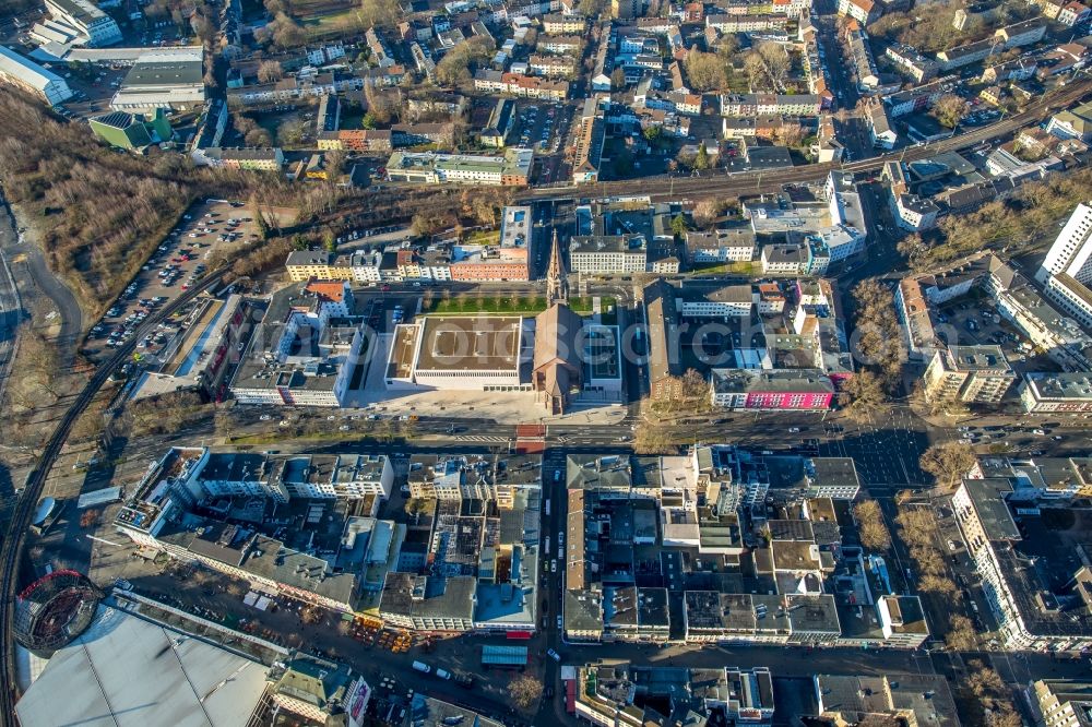 Bochum from above - Music Center of the Bochum Symphony Foundation at the former St.-Marien-Kirche at the Humboldtstrasse in Bochum in North Rhine-Westphalia