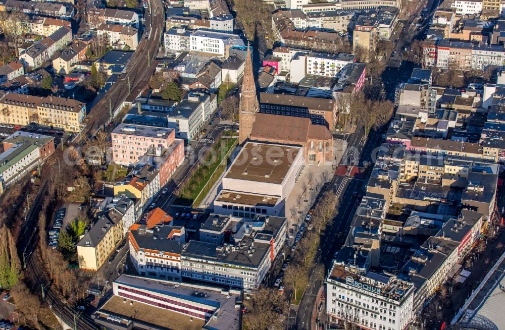 Bochum from the bird's eye view: Music Center of the Bochum Symphony Foundation at the former St.-Marien-Kirche at the Humboldtstrasse in Bochum in North Rhine-Westphalia