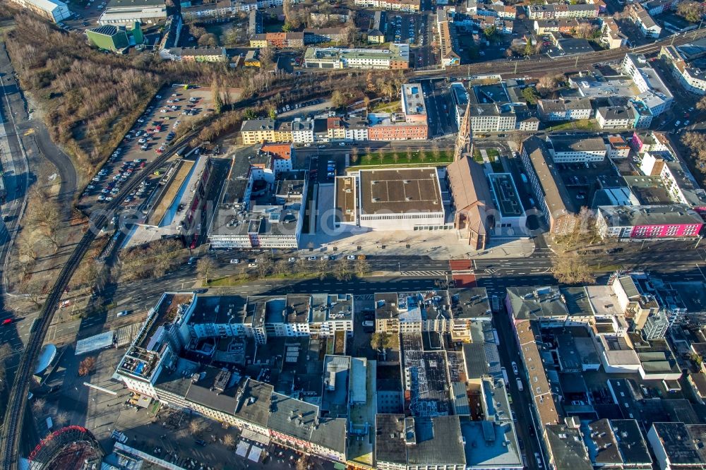 Aerial photograph Bochum - Music Center of the Bochum Symphony Foundation at the former St.-Marien-Kirche at the Humboldtstrasse in Bochum in North Rhine-Westphalia