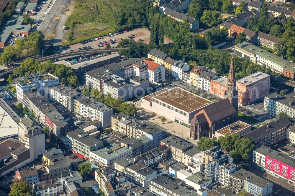 Bochum from above - Music Center of the Bochum Symphony Foundation at the former St.-Marien-Kirche at the Humboldtstrasse in Bochum in North Rhine-Westphalia