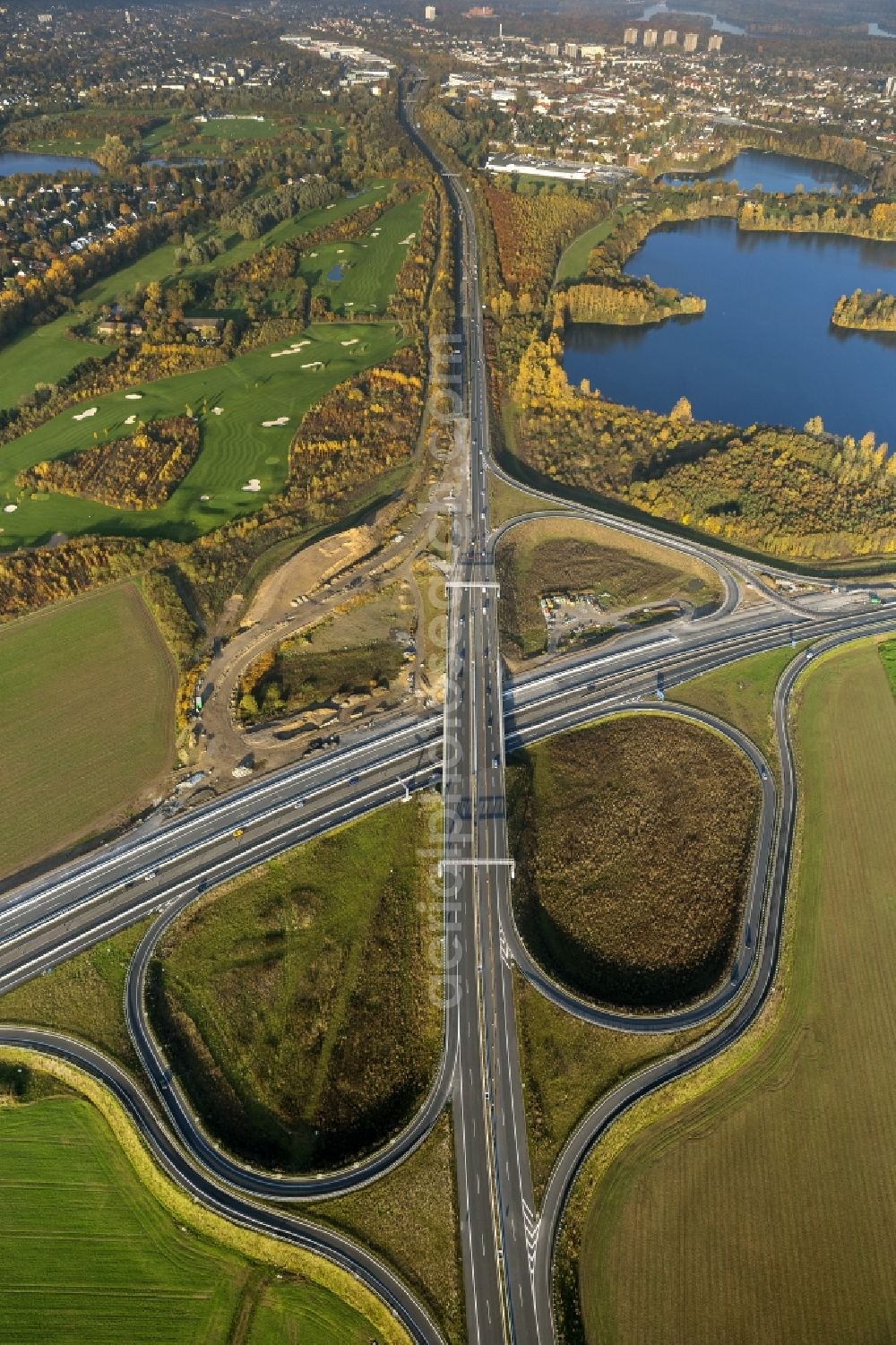 Duisburg from above - Junction of the Highway A59 and the main road B288 in Duisburg in the Ruhr area in North Rhine-Westphalia