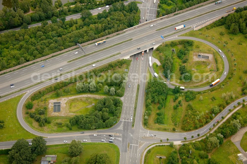 Aerial image Gladbeck - View of the junction Essen/Gladbeck in Gladbeck in the state North Rhine-Westphalia