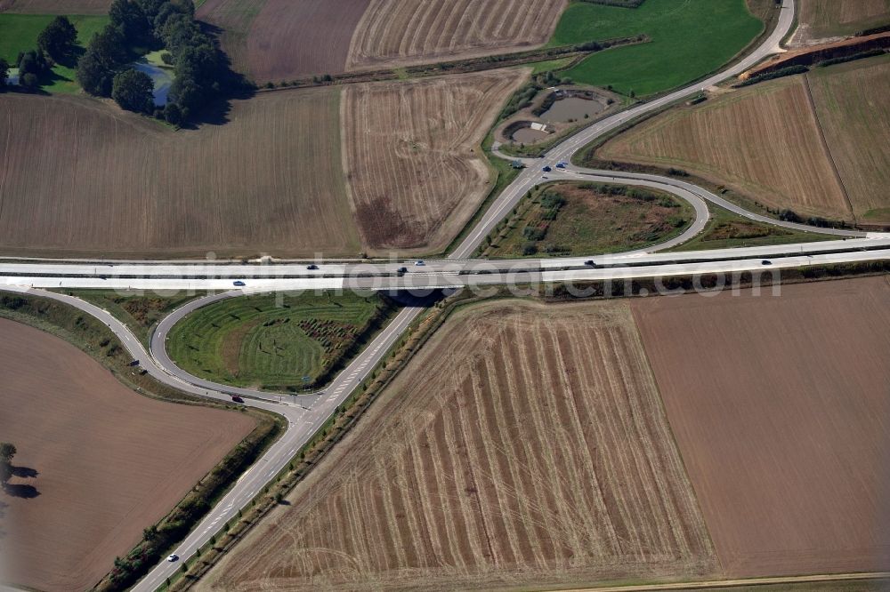 Aerial image Mühlau - Junction resp. exit Muehlau of the motorway A 72 in Saxonia