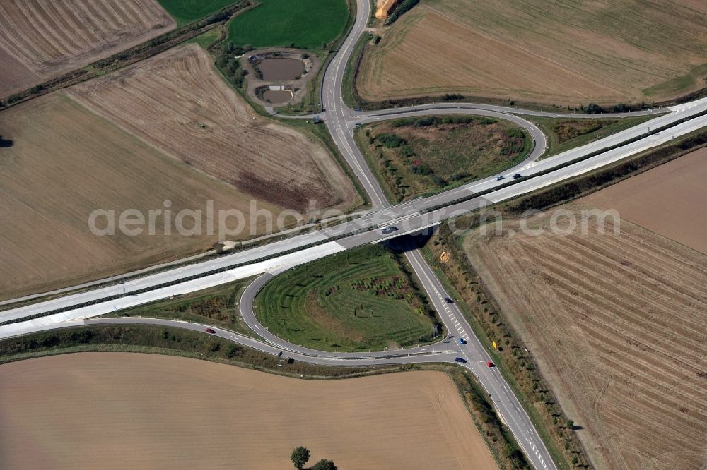 Aerial photograph Mühlau - Junction resp. exit Muehlau of the motorway A 72 in Saxonia