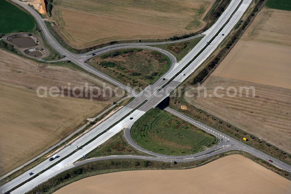 Mühlau from above - Junction resp. exit Muehlau of the motorway A 72 in Saxonia