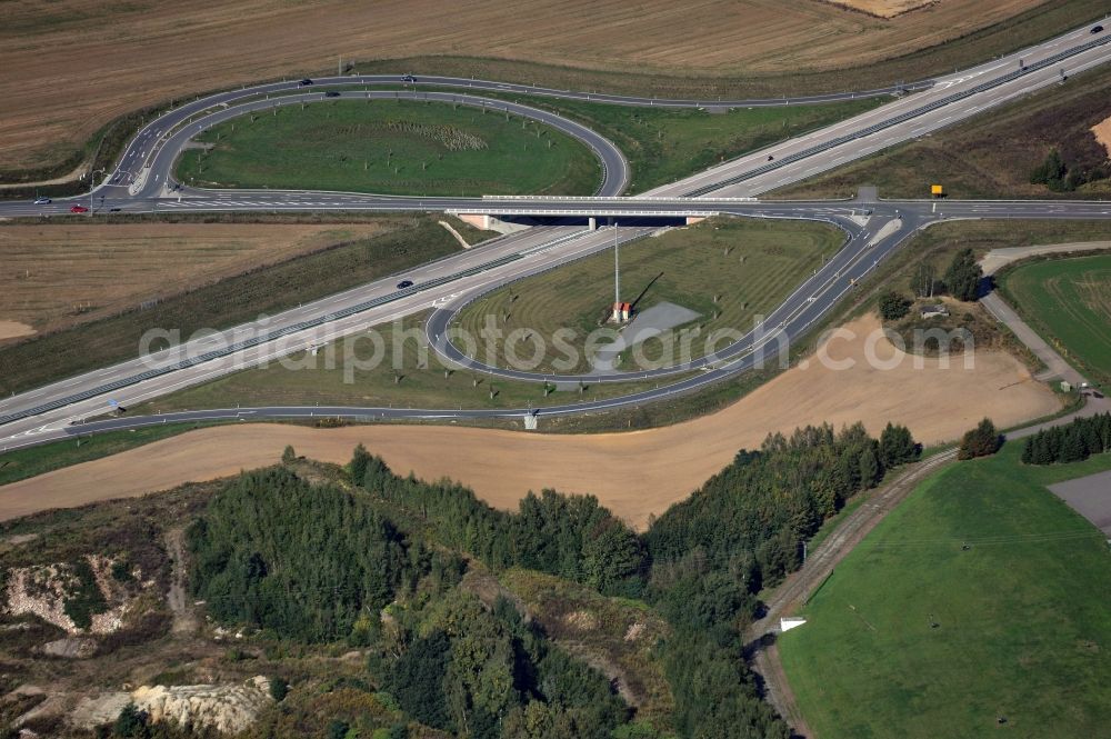 Penig from above - Junction resp. exit Penig of the motorway A 72 in Saxonia