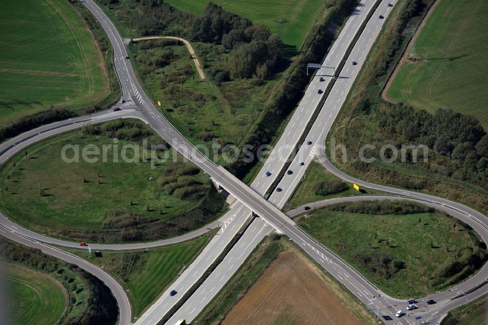 Aerial photograph Röhrsdorf - Junction resp. exit Roehrsdorf of the motorway A 72 in Saxonia