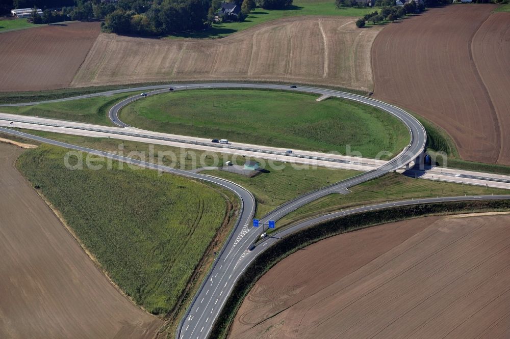 Gräfenhain from above - Junction resp. exit Rochlitz of the motorway A 72 in Saxonia