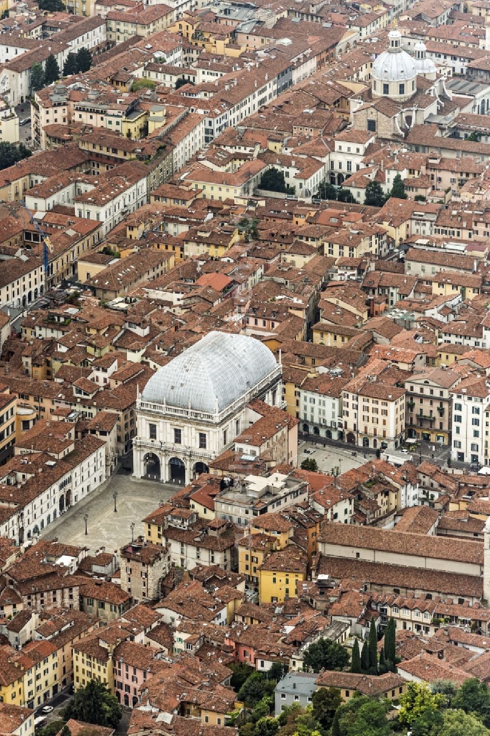 Aerial photograph Brescia - The Palazzo della Loggia is located on the Palazzo della Loggia in the old town of Brescia in Lombardia in Italy