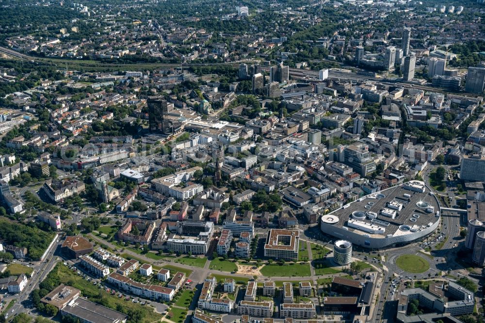 Essen from above - city view of the inner city area with high-rise buildings and residential areas in Essen in the state North Rhine-Westphalia, Germany