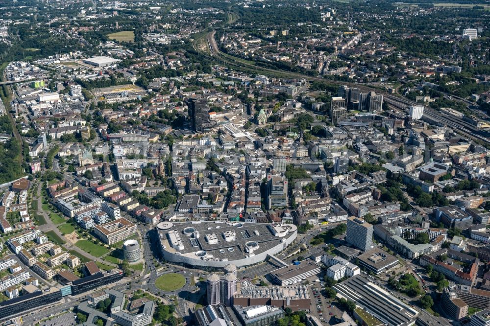 Aerial image Essen - city view of the inner city area with high-rise buildings and residential areas in Essen in the state North Rhine-Westphalia, Germany