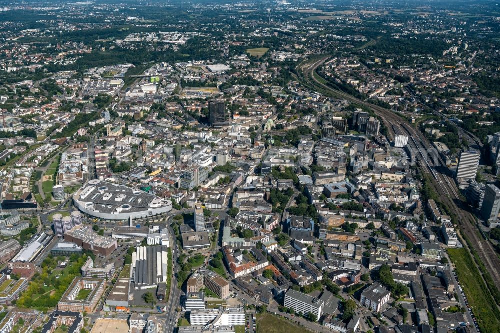 Essen from above - city view of the inner city area with high-rise buildings and residential areas in Essen in the state North Rhine-Westphalia, Germany