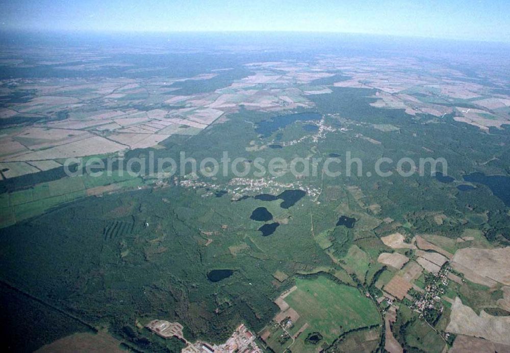 Buckow / Märkische Schweiz from the bird's eye view: Ansicht der Märkischen Schweiz um Buckow / Brandenburg aus 5000 ft Höhe aus einer C172 25.09.1997