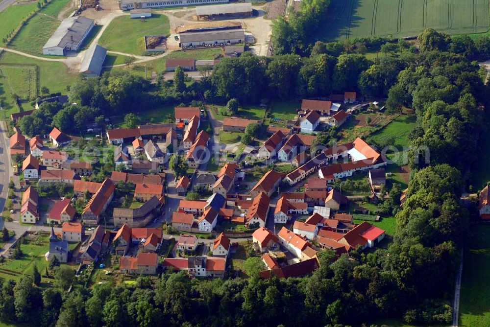 Neckeroda from the bird's eye view: Blick auf den Ortsteil Neckeroda. Neckeroda ist ein Ortsteil von Blankenhain.