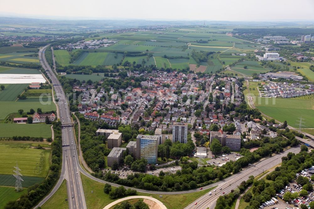 Mainz from above - District Marienborn in the city in Mainz in the state Rhineland-Palatinate, Germany