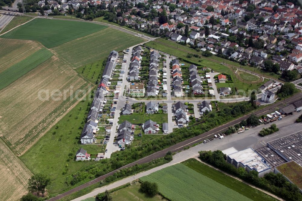 Mainz from above - District Marienborn with the Pfarrer-Bergmann-Strasse in the city in Mainz in the state Rhineland-Palatinate, Germany