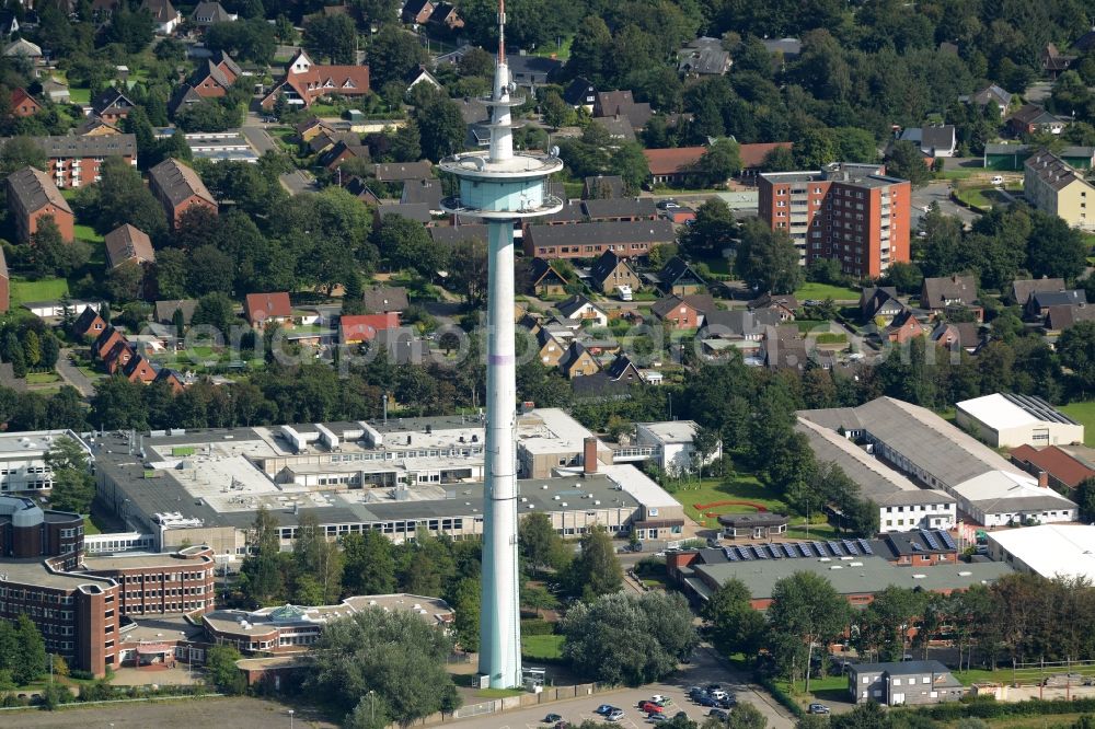 Aerial photograph Heide - Antenna and transmission tower radio mast in Heide in the state Schleswig-Holstein