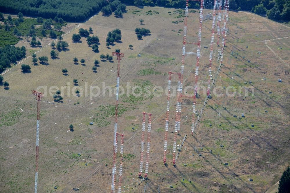 Aerial photograph Lampertheim - Antenna and transmission tower radio mast in Lampertheim in the state Hesse