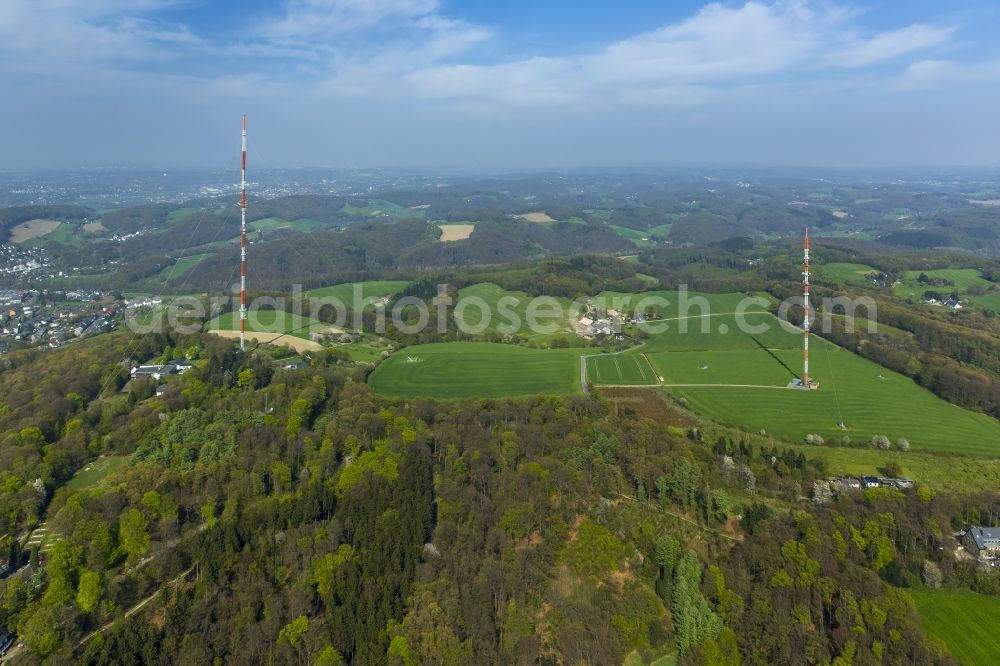 Velbert from above - Antenna and transmission tower radio mast Langenberg in Velbert in the state North Rhine-Westphalia