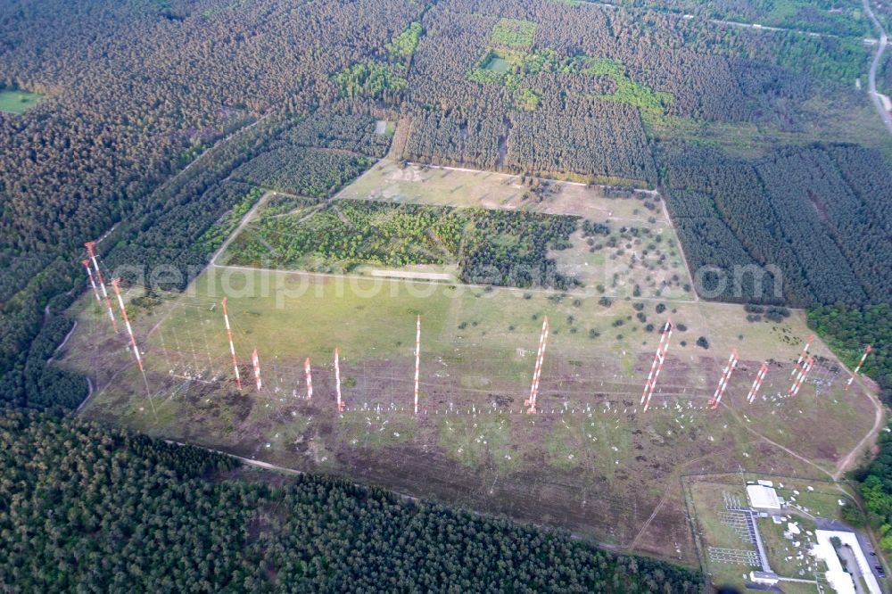 Aerial image Lampertheim - Radio transmission military property if IBB Transmitter Station Lampertheim in Lampertheim in the state Hesse, Germany