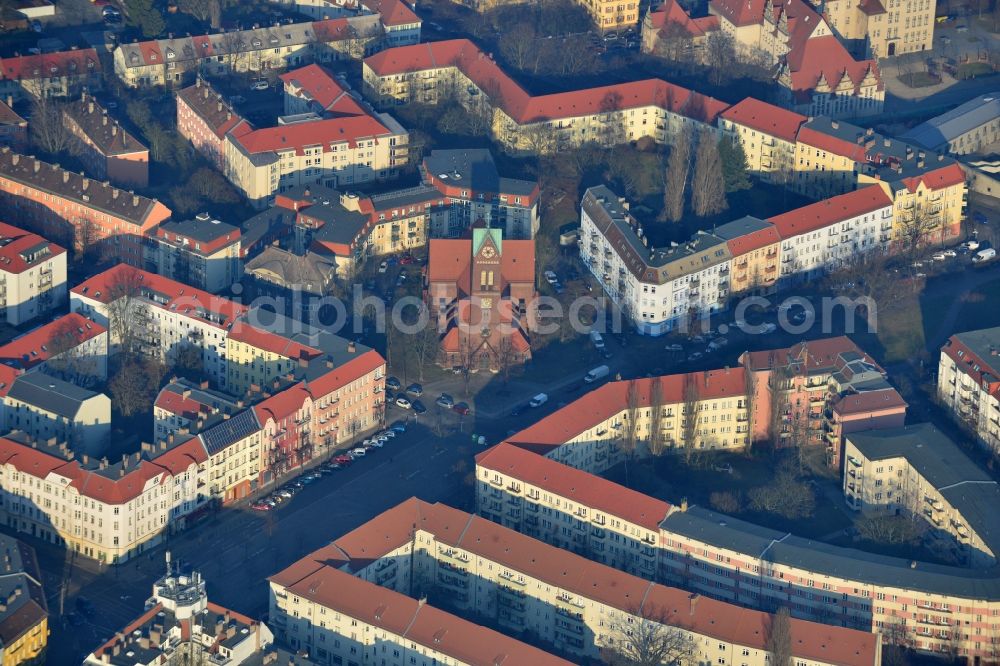 Berlin from above - St. Anthony's Church in Oberschoeneweide