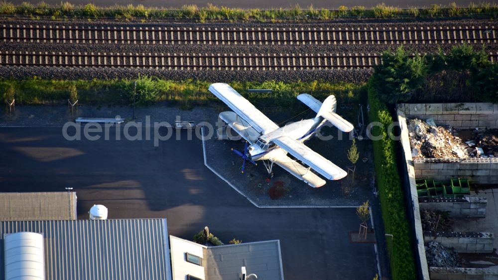 Aerial image Eitorf - Plane Aircraft Antonov AN-2 on the premises Maschinenbau Feld GmbH in Eitorf in the state North Rhine-Westphalia, Germany