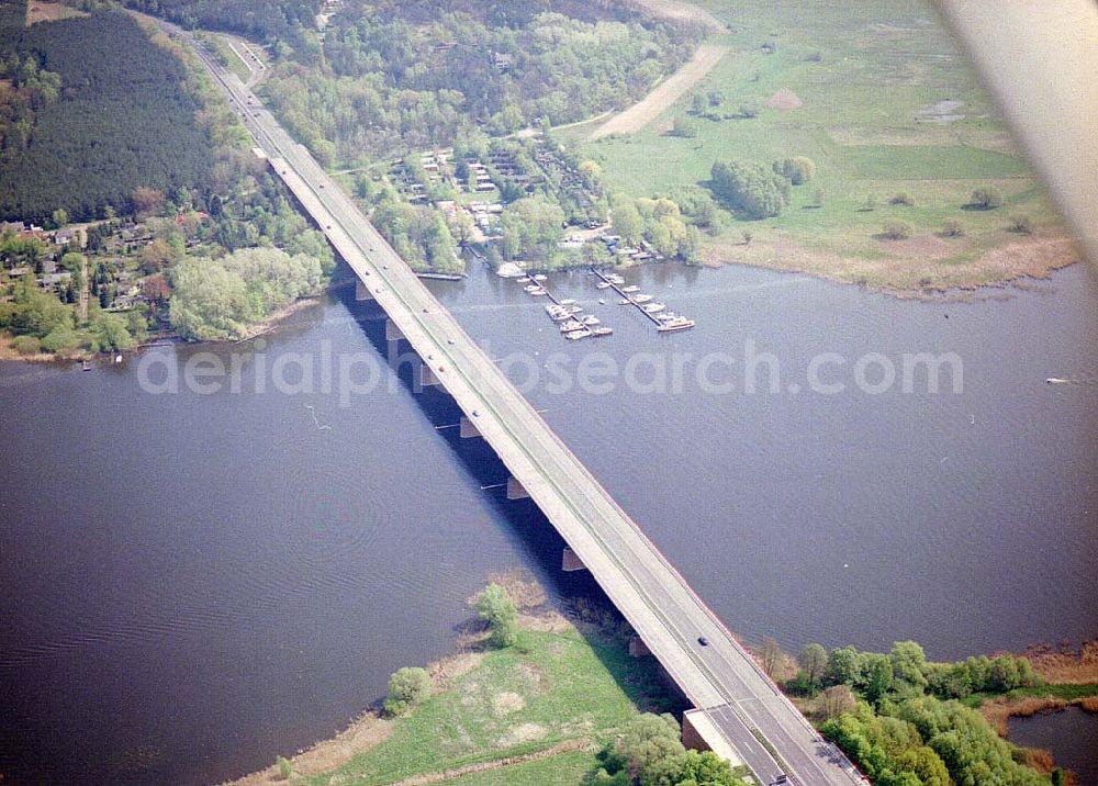 Töplitz / Brandenburg from the bird's eye view: Aotobahnbrücke bei Töplitz / BRA.