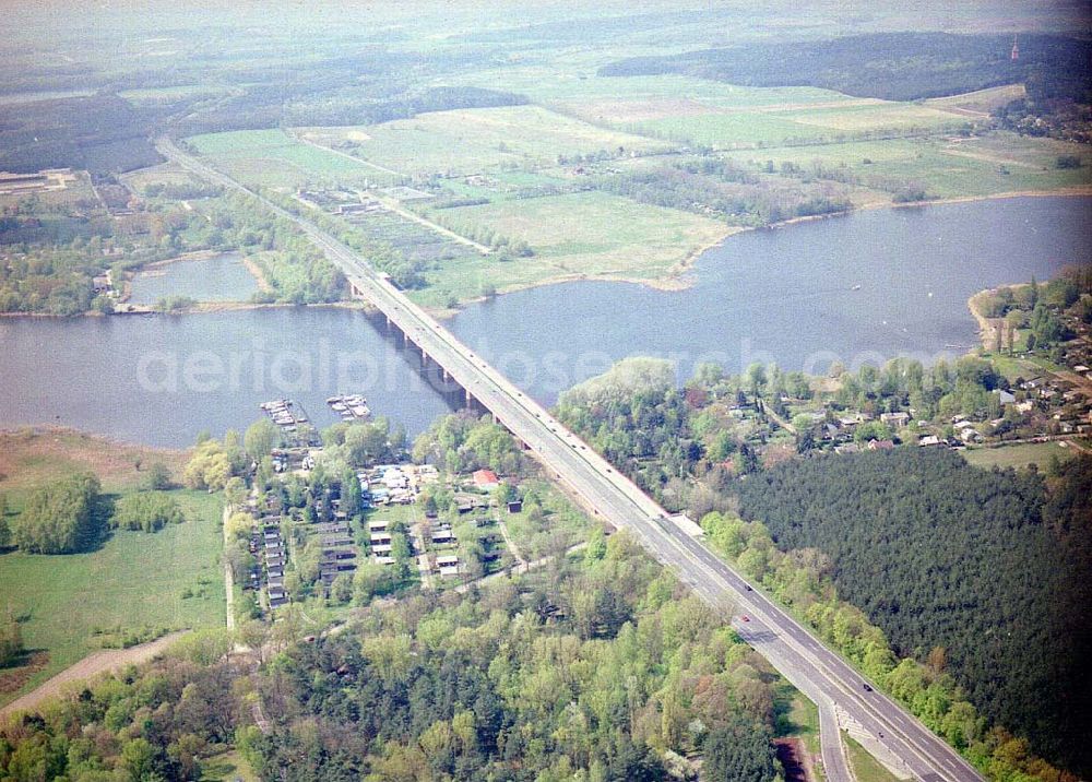 Aerial photograph Töplitz / Brandenburg - Aotobahnbrücke bei Töplitz / BRA.