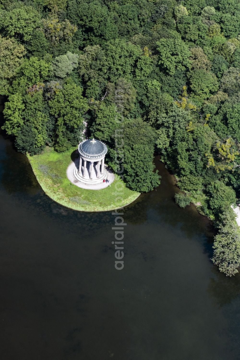 München from above - Building complex in the park of the castle Nymphenburg in Munich in the state Bavaria, Germany