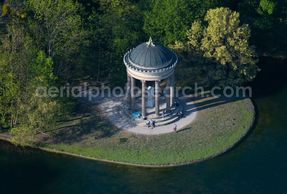 Aerial image München - Building complex in the park of the castle Nymphenburg in Munich in the state Bavaria, Germany