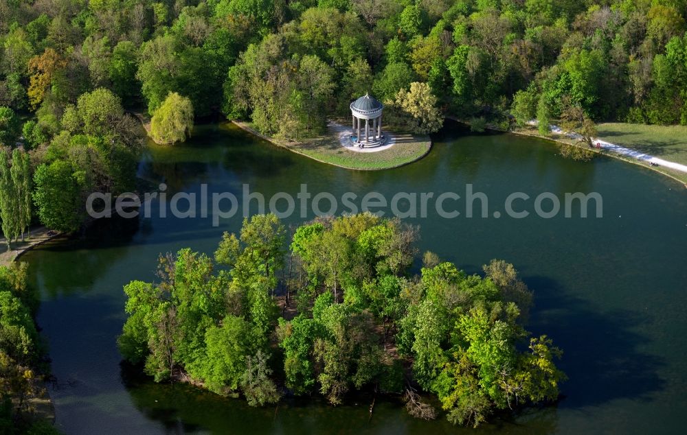 München from above - Building complex in the park of the castle Nymphenburg in Munich in the state Bavaria, Germany