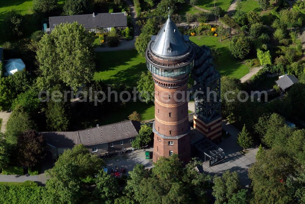 Mühlheim Ruhr from the bird's eye view: Aquariusturm in Mülheim an der Ruhr in North Rhine-Westphalia