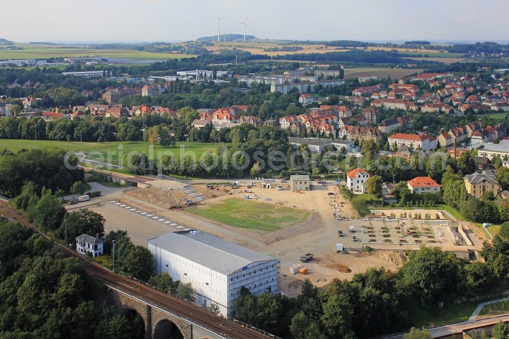 Aerial photograph Löbau - View the construction site of the National Garden Show in Löbau in Saxony