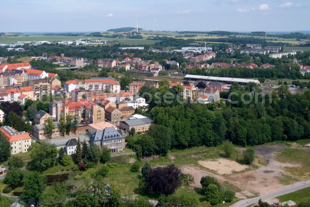 Löbau from above - View the construction site of the National Garden Show in Löbau in Saxony