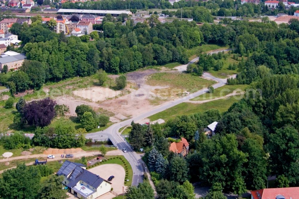 Löbau from the bird's eye view: View the construction site of the National Garden Show in Löbau in Saxony