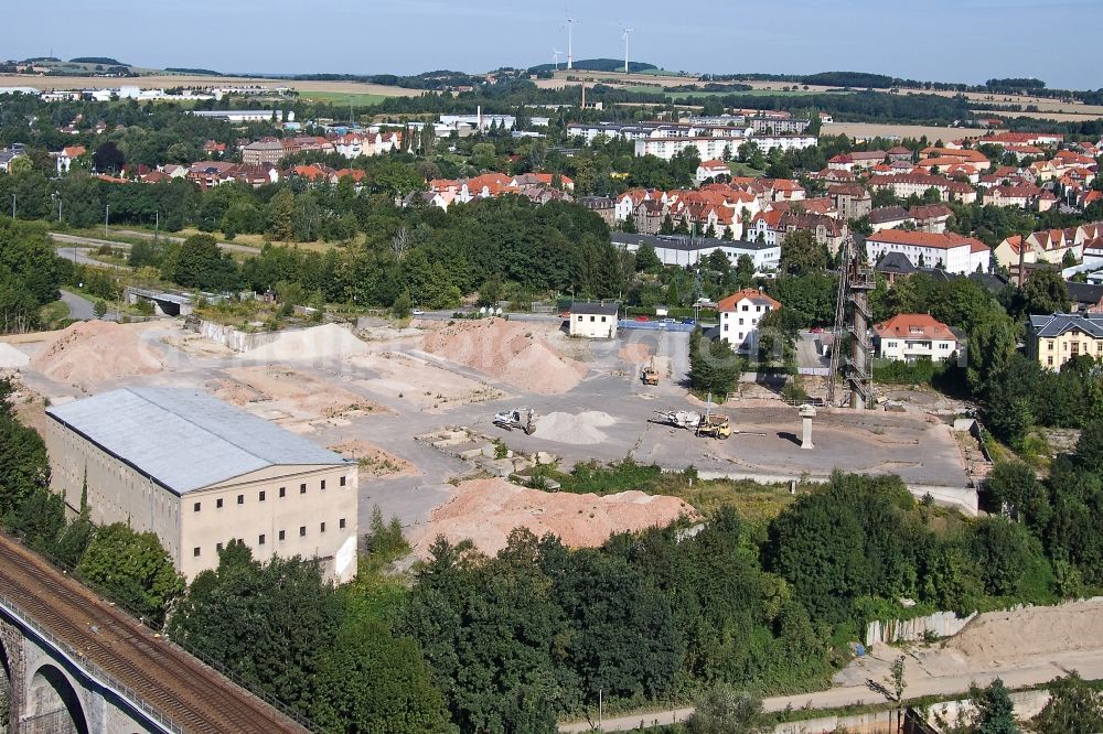 Löbau from above - View the construction site of the National Garden Show in Löbau in Saxony