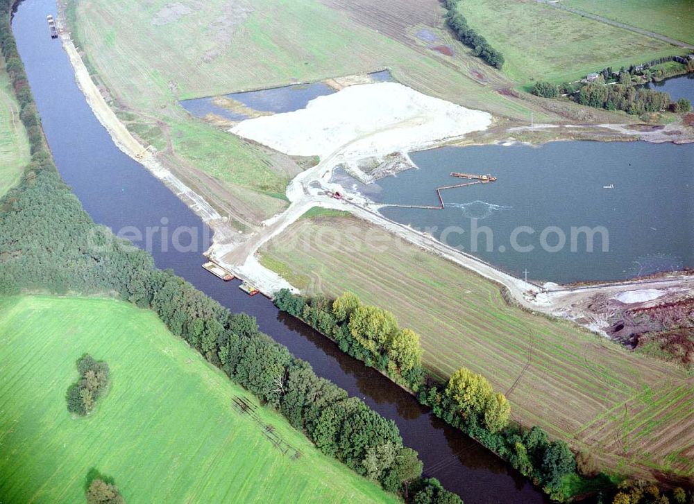 Aerial photograph Burg - Arbeiten zum Ausbau des Elbe - Havel - Kanales nordöstlich von Burg.