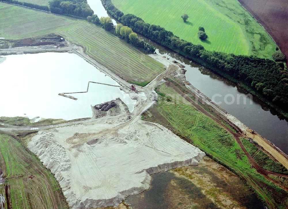 Aerial image Burg - Arbeiten zum Ausbau des Elbe - Havel - Kanales nordöstlich von Burg.