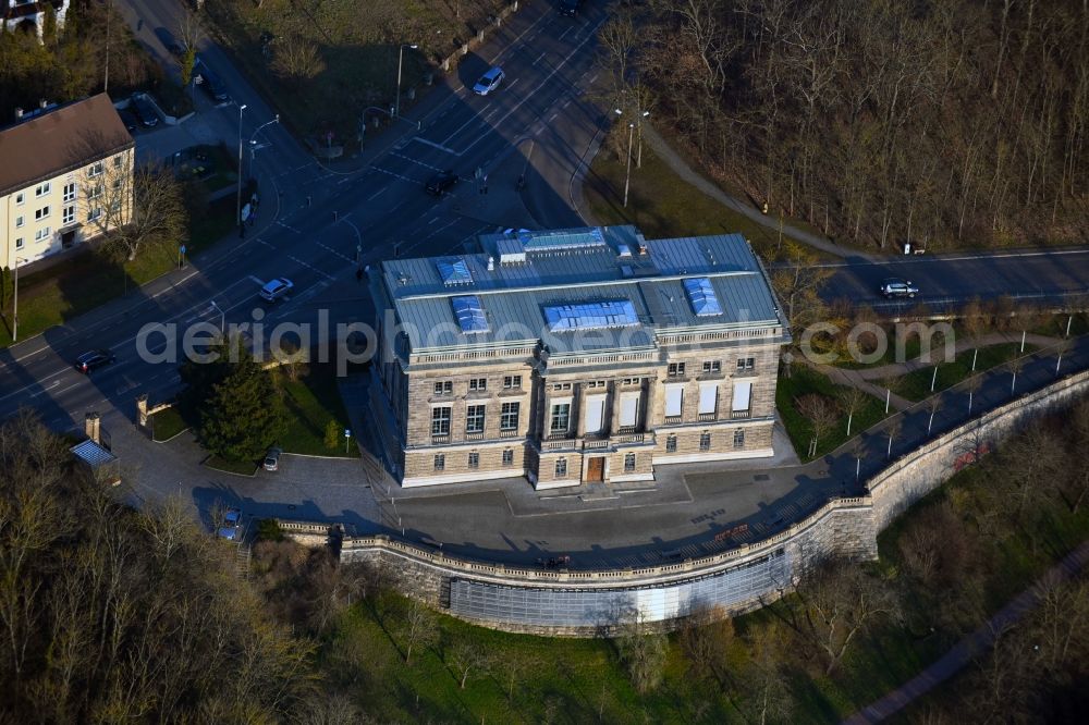 Weimar from the bird's eye view: Functional building of the archive building Goethe- and Schiller-Archiv in Weimar in the state Thuringia, Germany