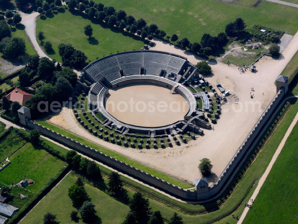 Aerial photograph XANTEN - View of the Archaeological Park Xanten (APX) with original and reconstructed buildings of the Roman Colonia Ulpia Traiana in Xanten. The Colonia Ulpia Traiana was the third largest Roman city north of the Alps