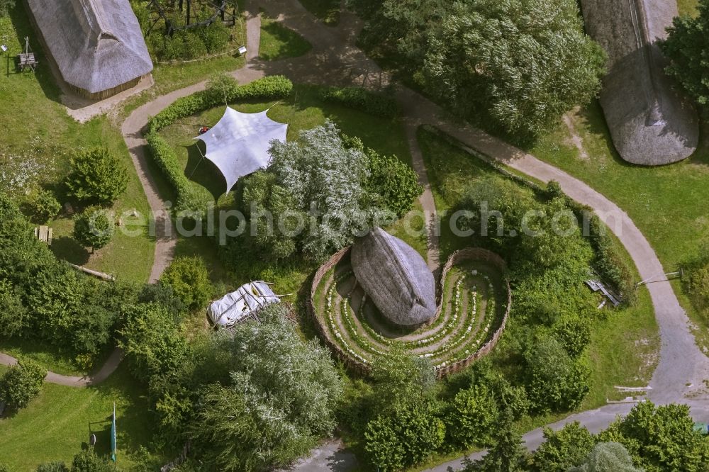 Hitzacker from above - Archaeological site of the center Hitzacker (AZH) on the banks of the Elbe in Hitzacker street in Lower Saxony