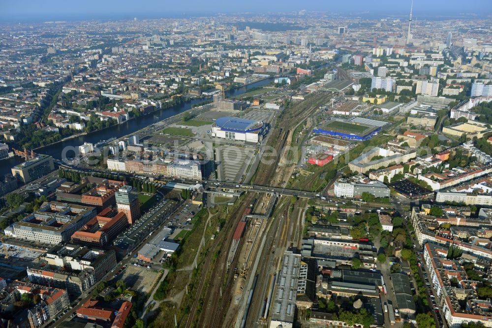 Aerial photograph Berlin - Area of ??the S-Bahn station Warschauer Strasse in Berlin before the planned modernization