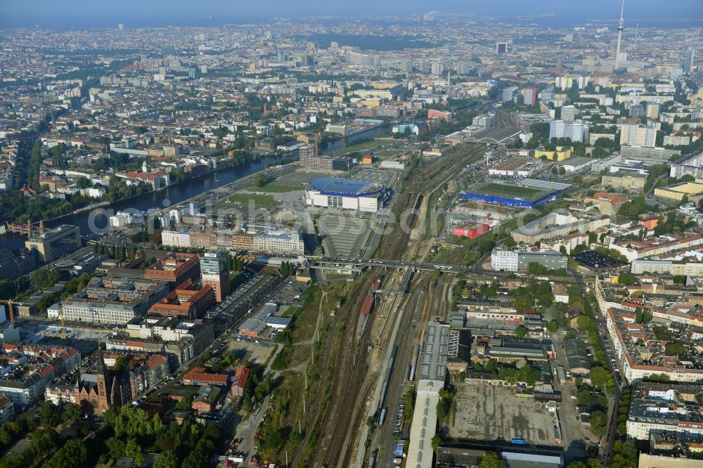 Berlin from above - Area of ??the S-Bahn station Warschauer Strasse in Berlin before the planned modernization