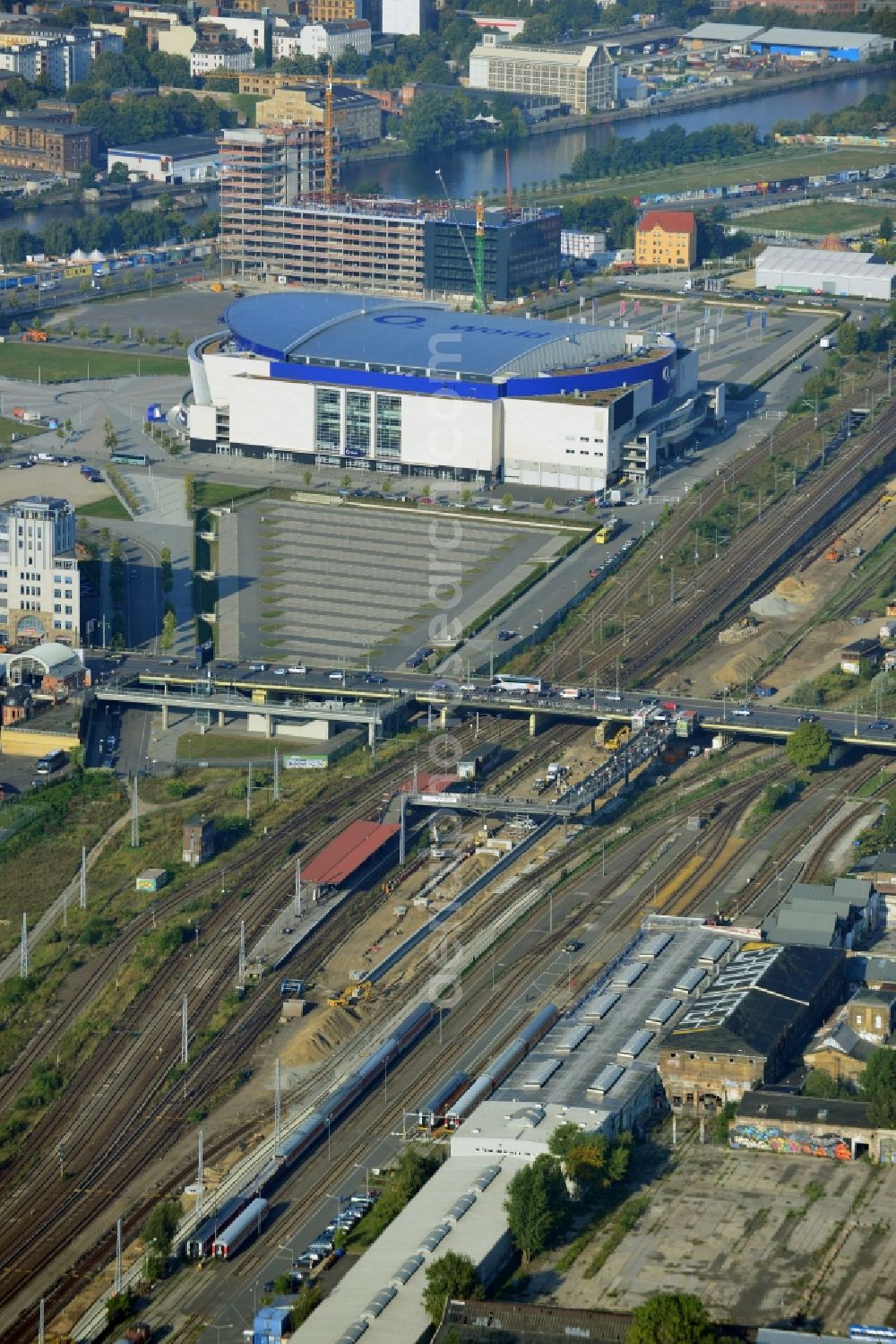 Berlin from the bird's eye view: Area of ??the S-Bahn station Warschauer Strasse in Berlin before the planned modernization