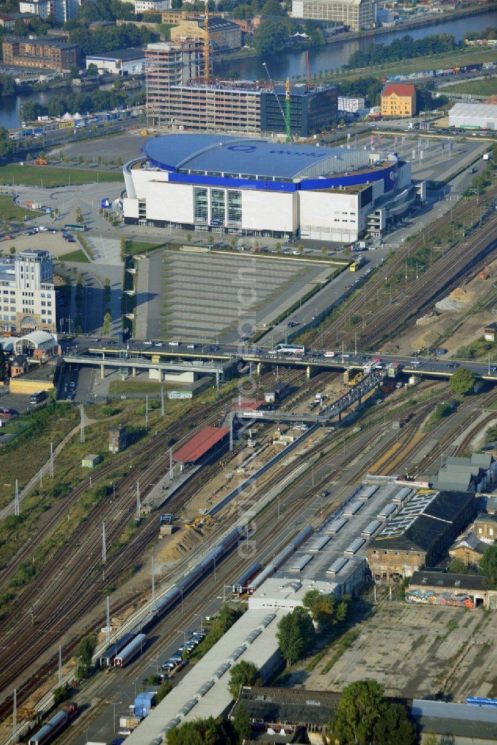 Aerial image Berlin - Area of ??the S-Bahn station Warschauer Strasse in Berlin before the planned modernization